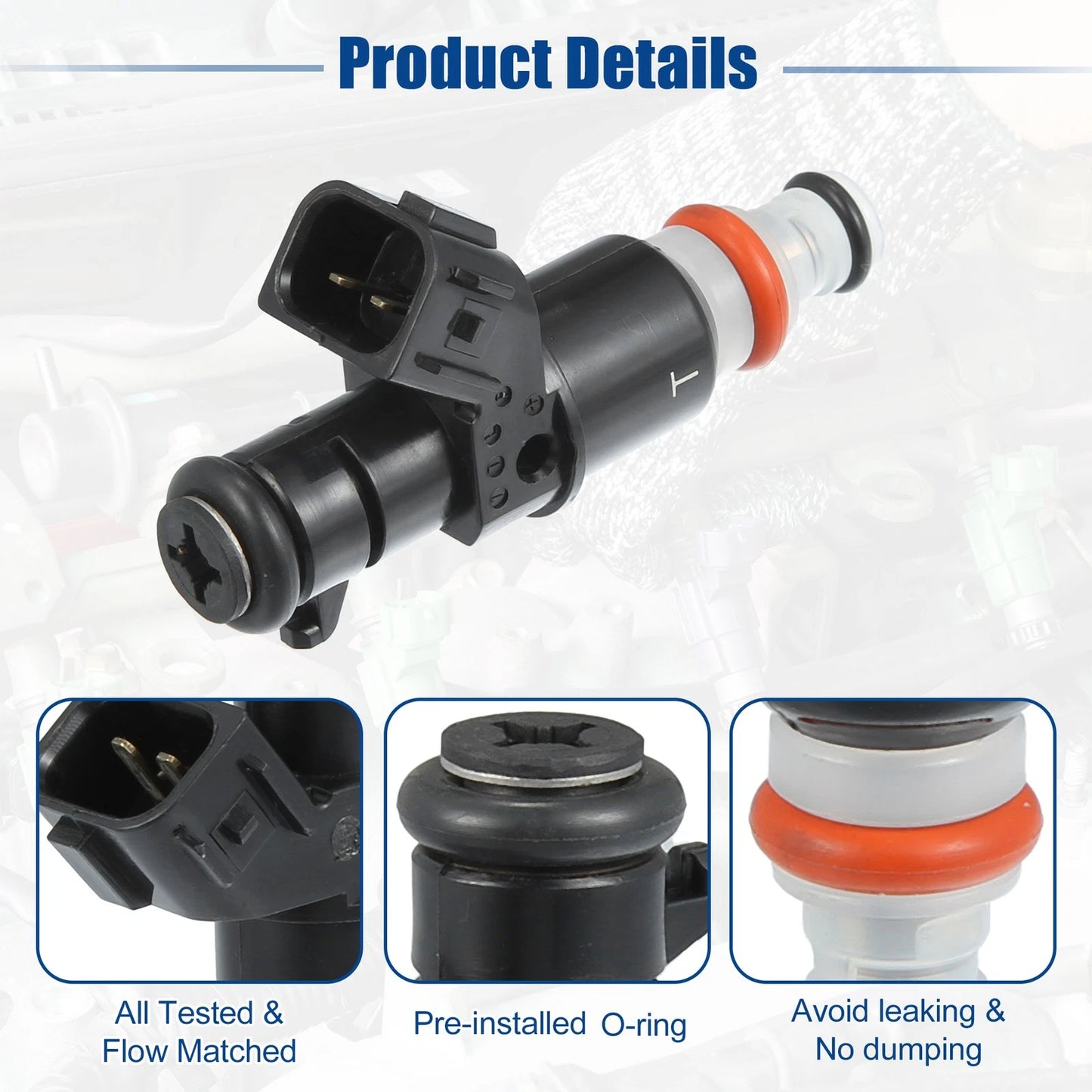 Set of 4 Fuel Injector Nozzles for Honda Civic Si 2.0L (2002) 16450-PPA-A01
