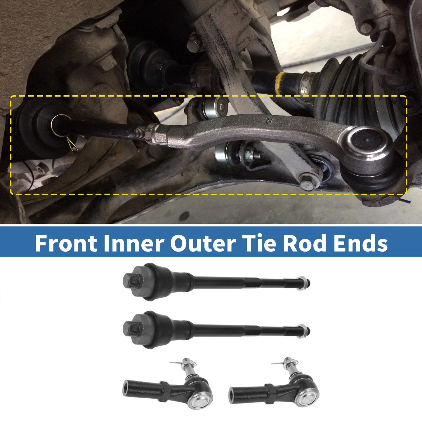 4pcs Front Inner Outer Tie Rod End Link for GMC Sierra 2500 HD (2011–2019)