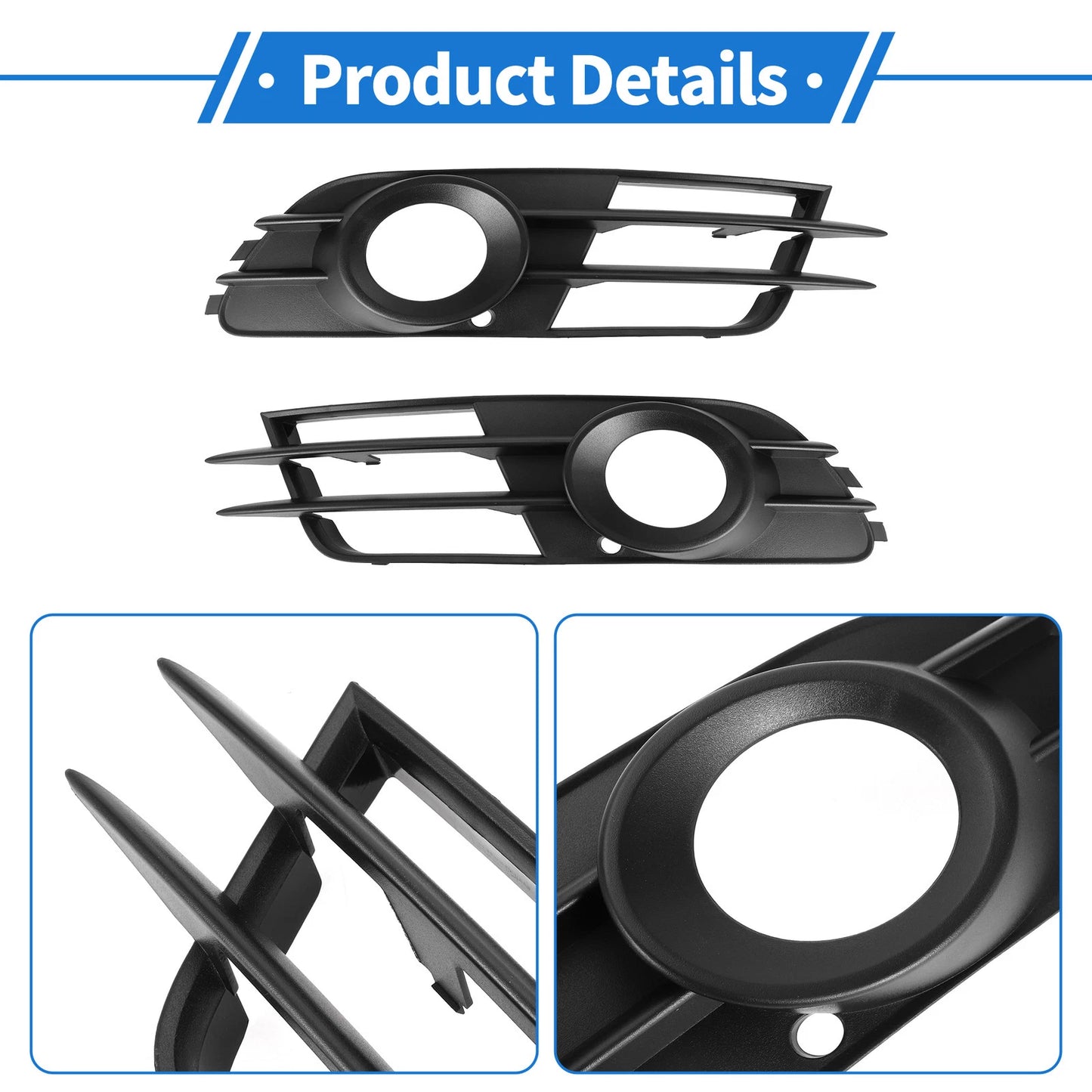 1 Pair Front Fog Light Grill for Audi A6 C7 (2012–2015) No. 4G0807681A/4G0807682G