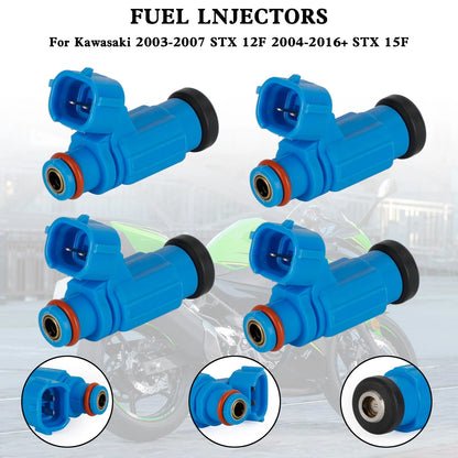 Set of 4 Fuel Injectors 49033-3707 for Kawasaki STX 12F (2003–2007) STX 15F (2004–2016)