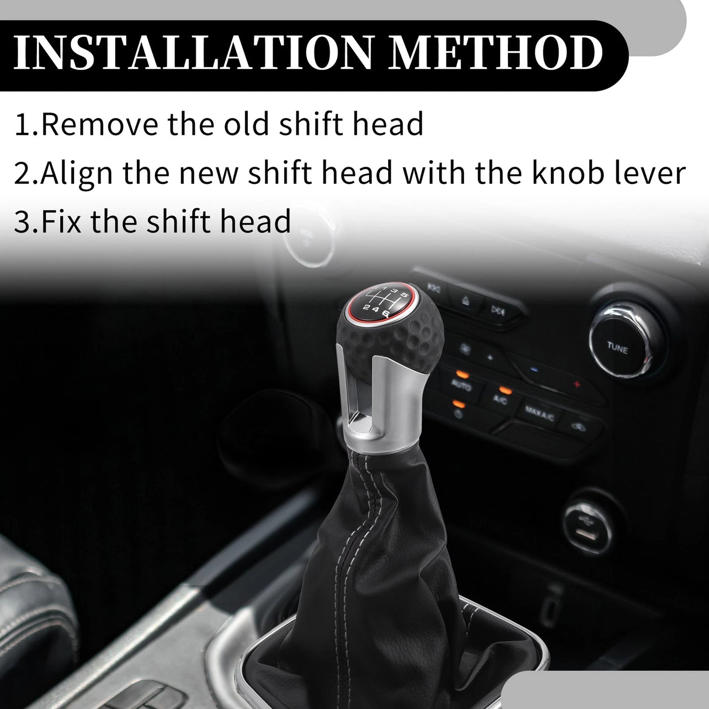 6 Speed Manual Gear Shifter Knob with Cover for VW Golf 5 (2003–2008) Faux Leather