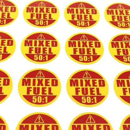 Set of 42 Weatherproof Fuel 50:1 Stickers for Commercial Use