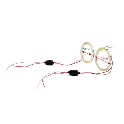 70MM LED Halo Ring Fog Headlights for Universal Car 12V