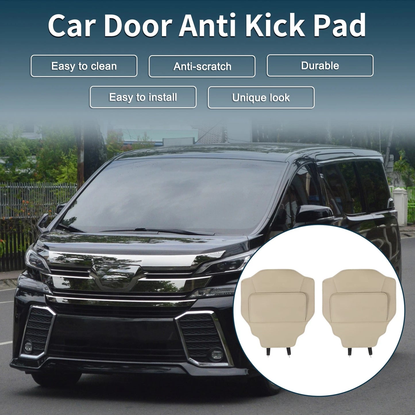Leather Anti Kick Pad Sticker for Toyota Vellfire Alphard 40 (2015–2020)