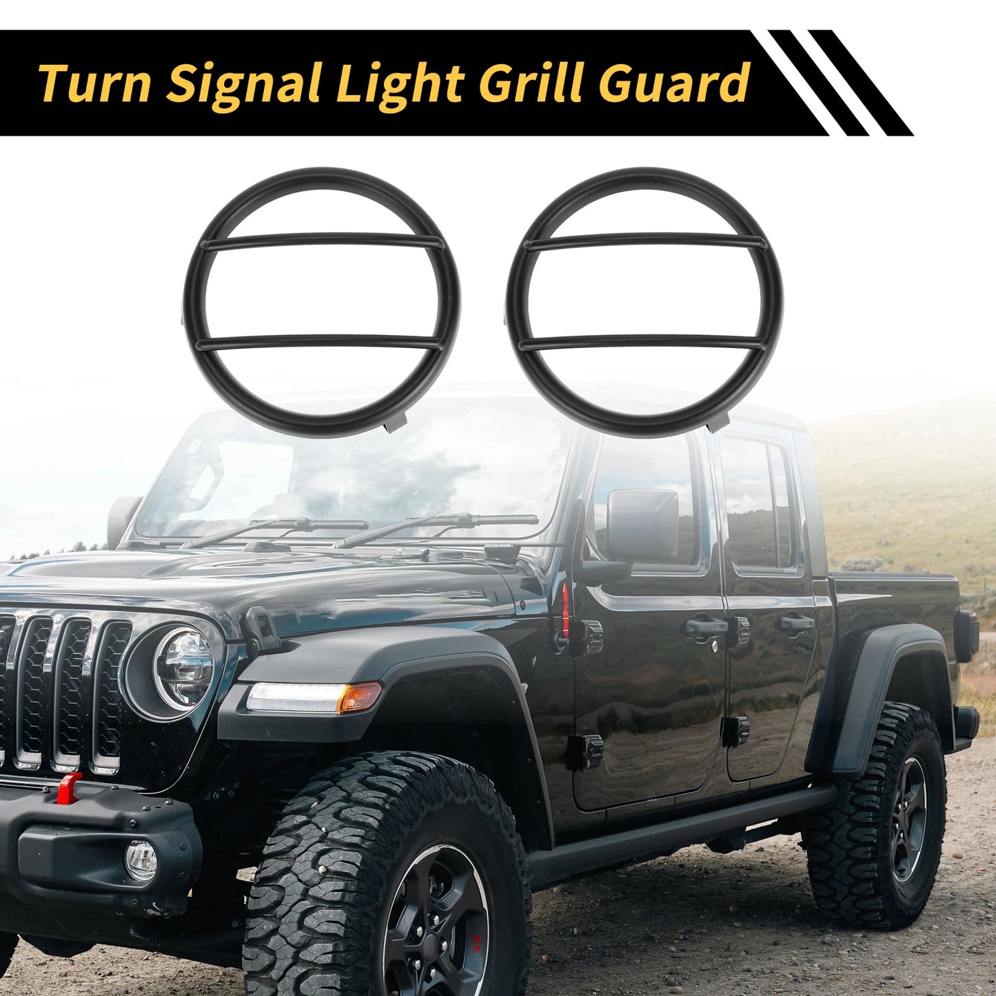 2X Turn Signal Light Grill Guard Protector Cover for Jeep Wrangler (2007–2017)