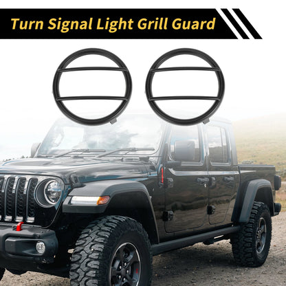2X Turn Signal Light Grill Guard Protector Cover for Jeep Wrangler (2007–2017)