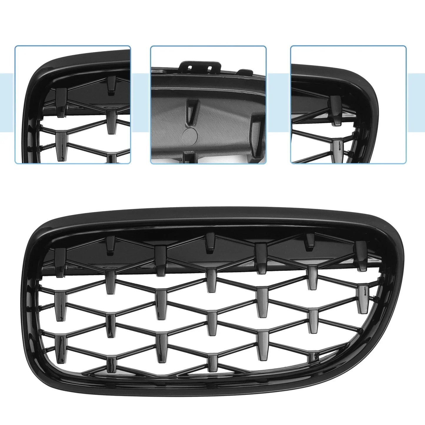 Front Hood Bumper Grille for BMW 335d 328i 335i xDrive E90 Black Pair