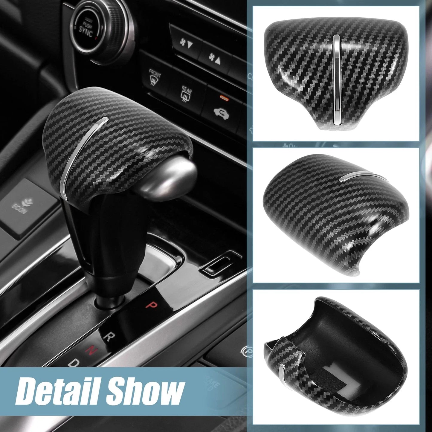 Gear Shift Knob Cover Sticker for Honda CR-V (2017-2023) - Carbon Fiber Silver Tone