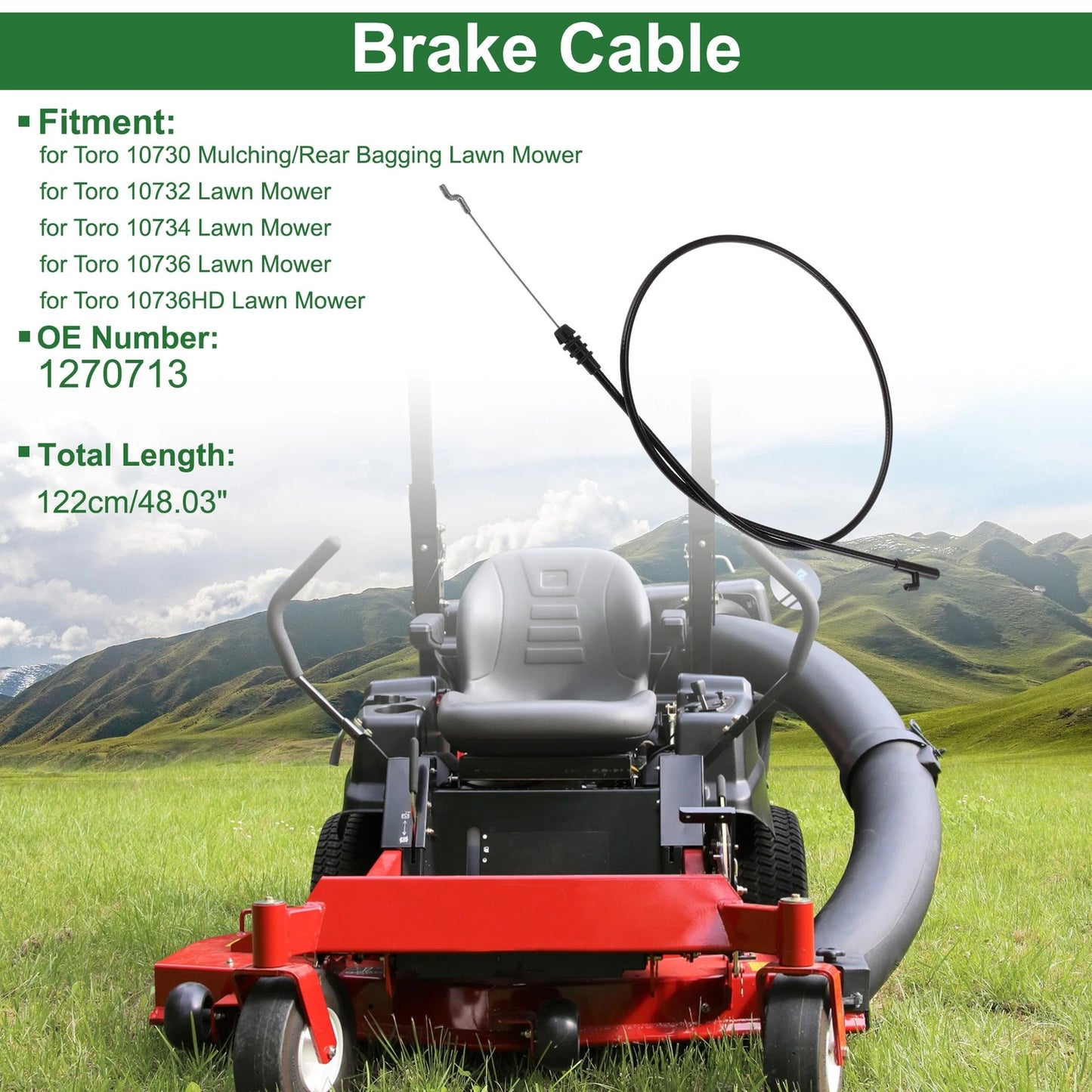 Brake Cable for Toro 10730 Mulching 48" (Replace 1270713)