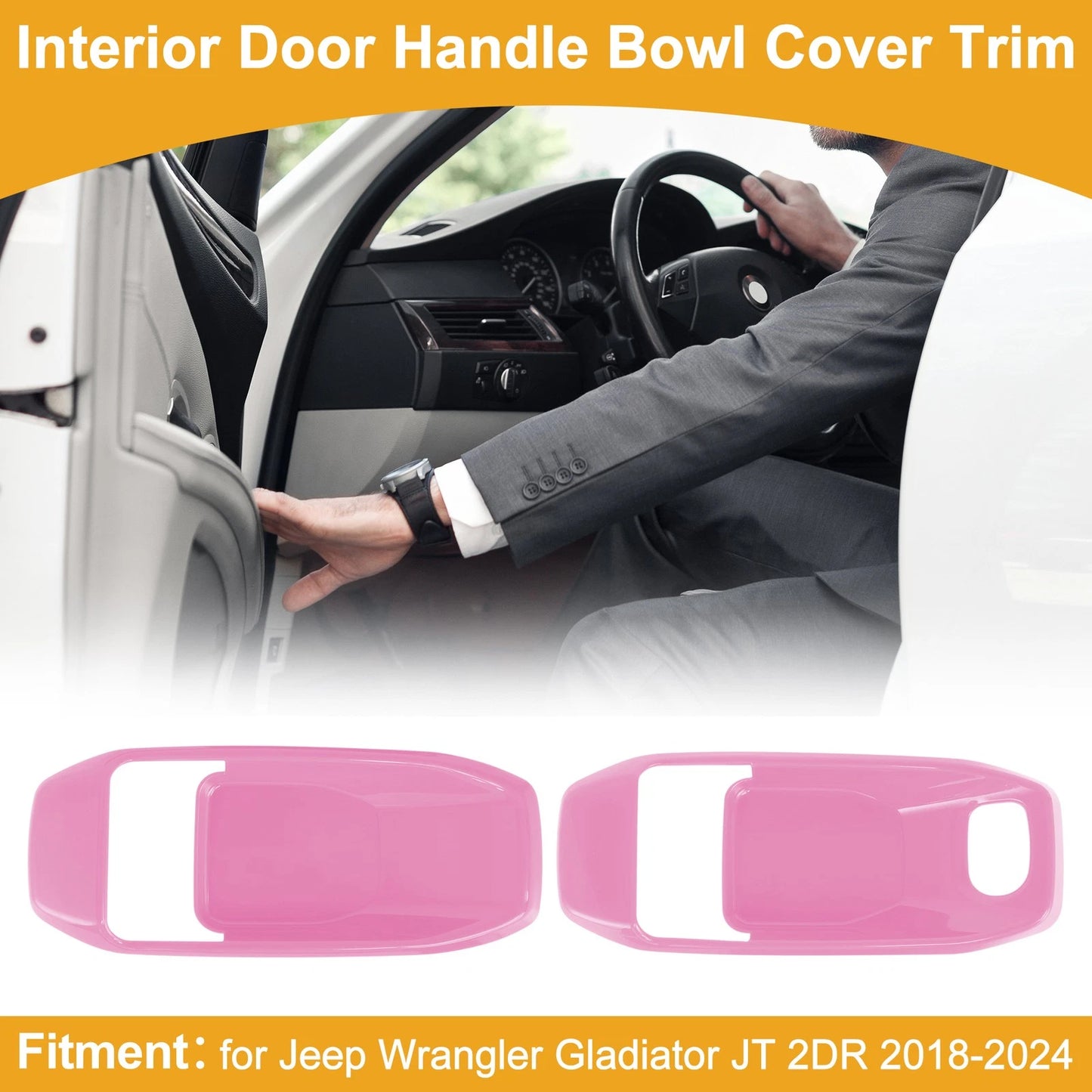 Interior Door Handle Bowl Cover Trim for Jeep Wrangler Gladiator JT (2018–2023) - Pink