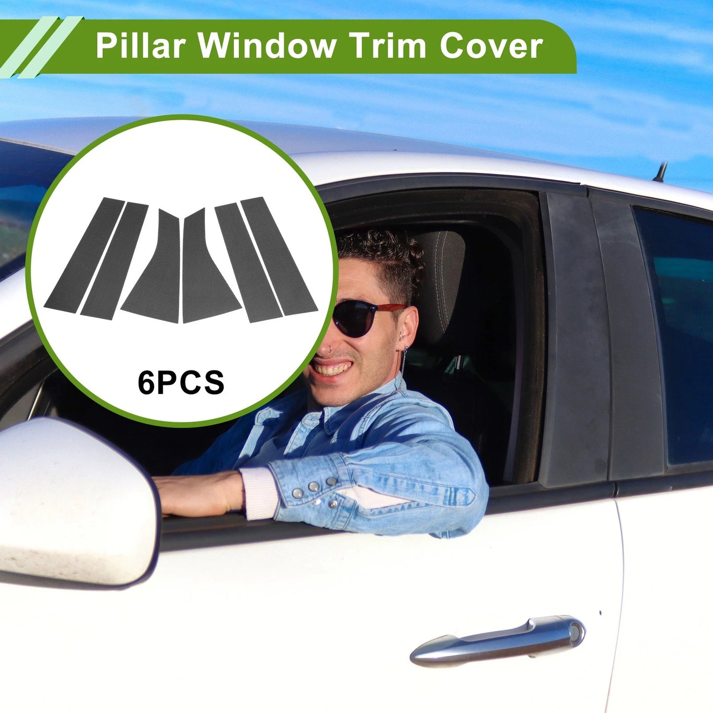 6 Pcs Pillar Window Trim for Chevy Blazer (2019–2024) Carbon Fiber Black