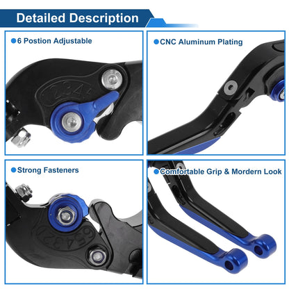 Short/Long Brake Clutch Levers for Yamaha YZF-R1 (2004–2008) Black Blue End