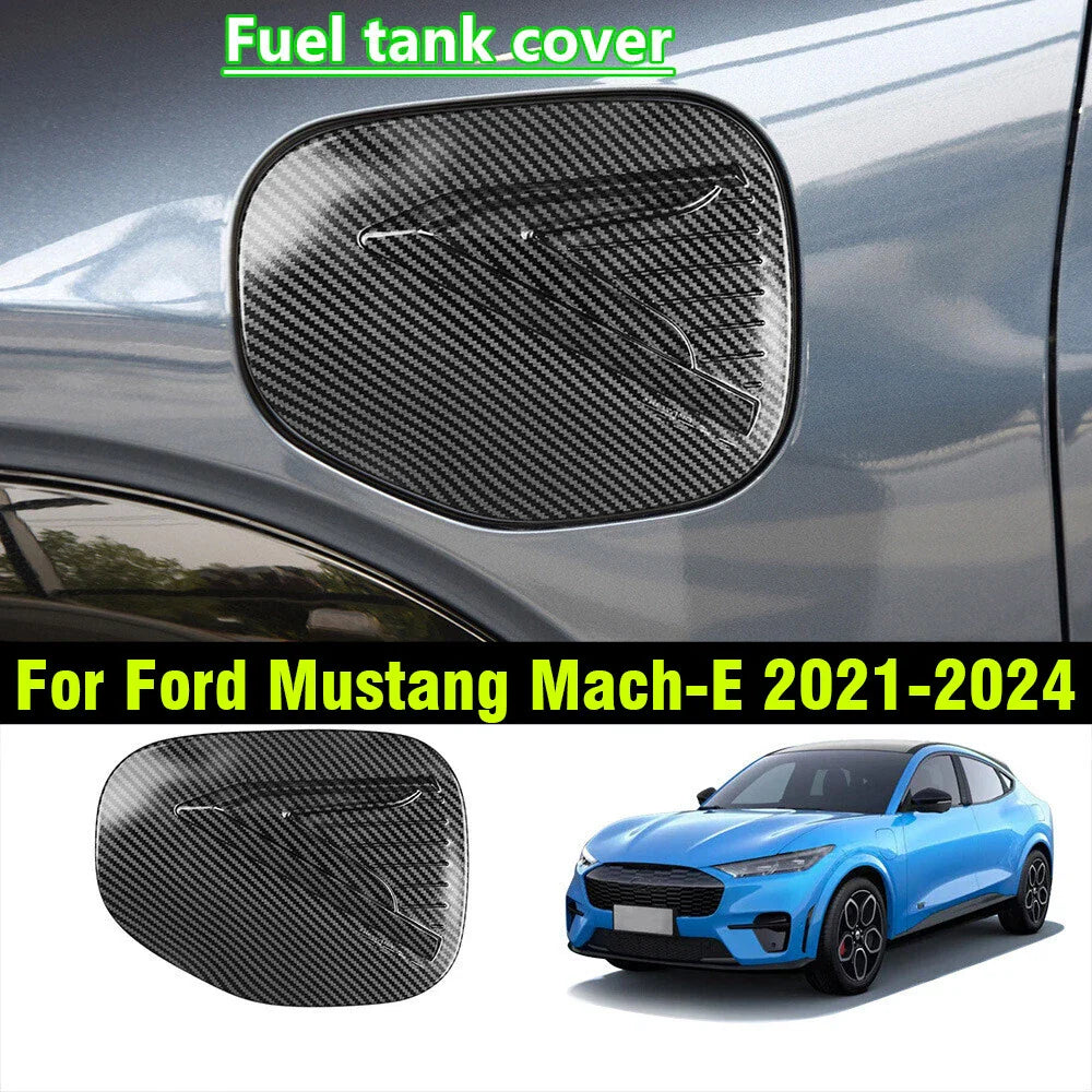 Carbon Fiber Charging Port Fuel Tank Cover for Ford Mustang Mach-E (2021–2024)