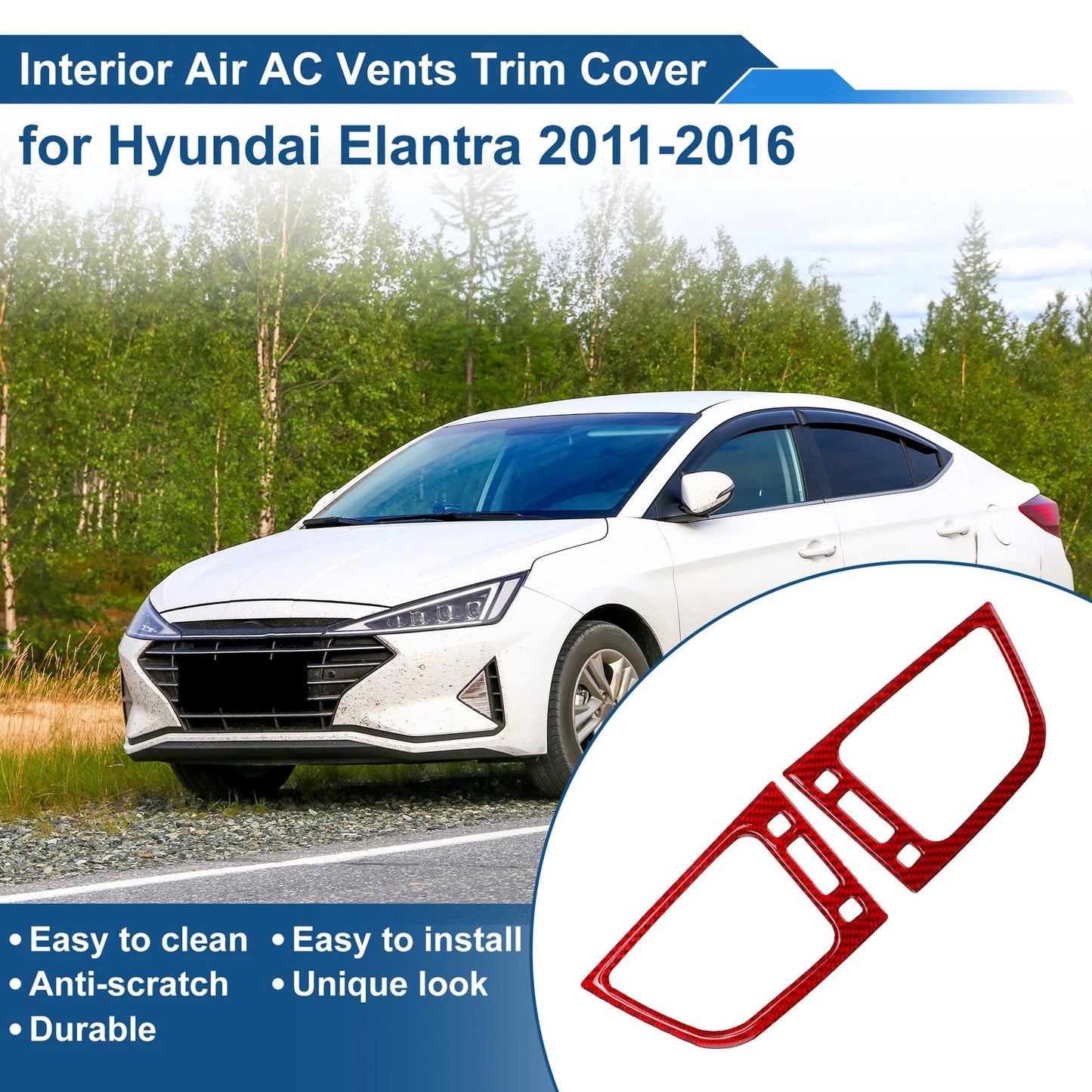 Air Condition Outlet Vent Trim Cover Frame for Hyundai Elantra (2011–2016) 1 Pair