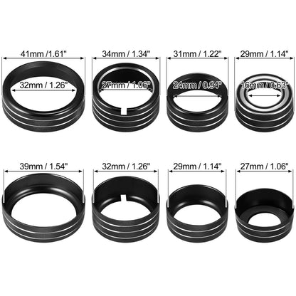 8 x Black AC Radio Switch Knob Covers for Chevy Silverado, GMC Sierra (2014-2018)