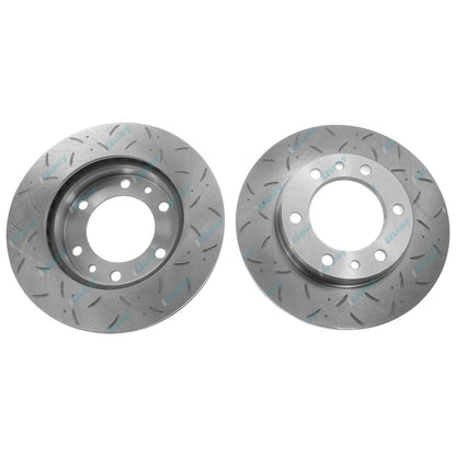 2 Drilled + Slotted Front Disc Brake Rotors + Pads for Landcruiser 8/80~90 4x4