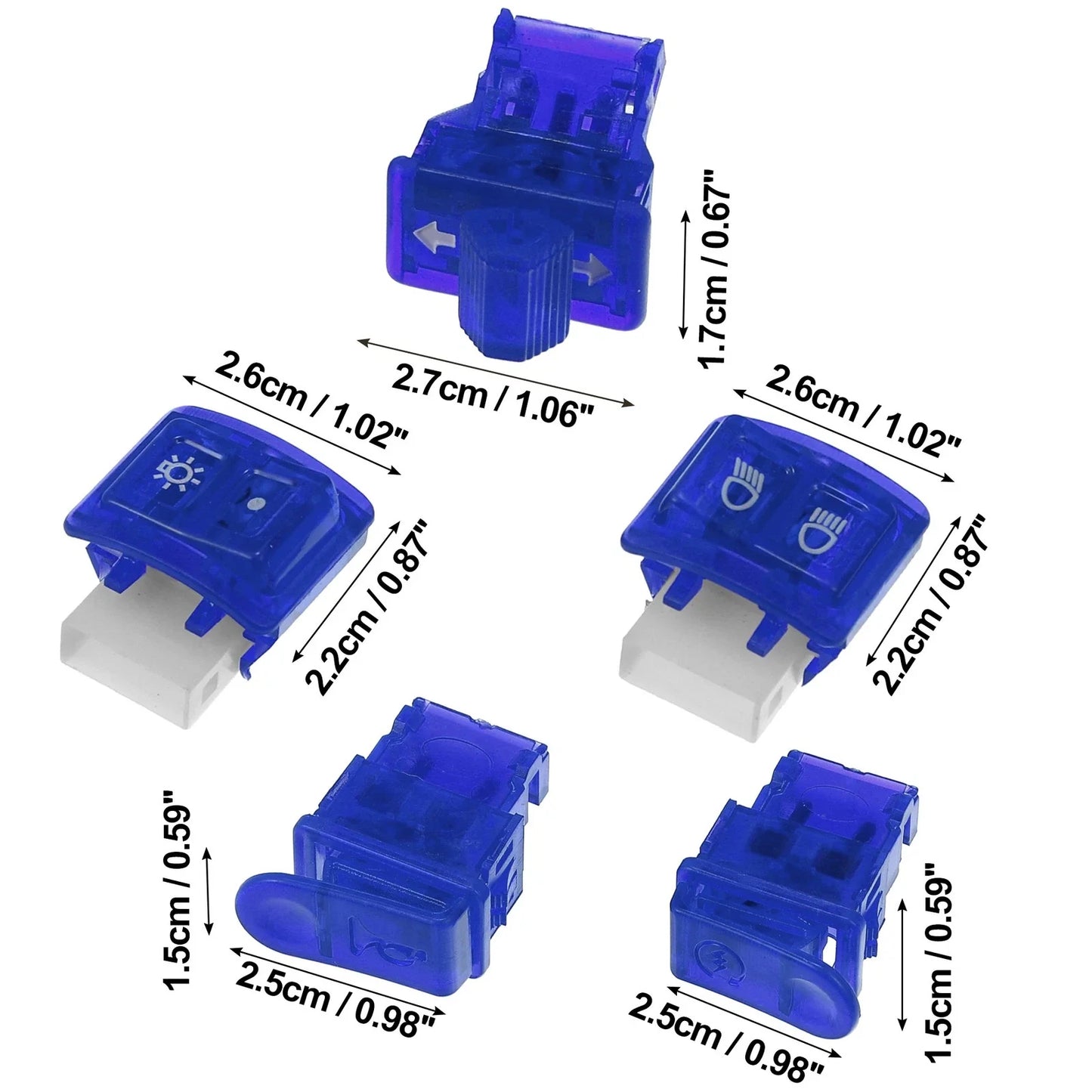 Motorcycle Handlebar Switch Set for Honda - On Off Start Switches - Blue