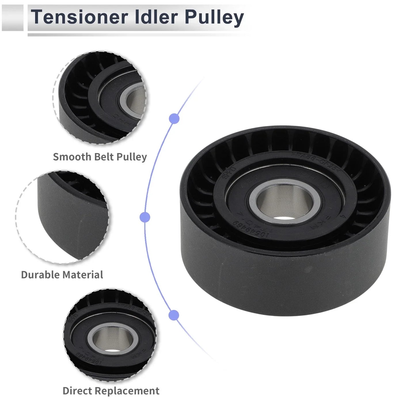 Drive Belt Idler Pulley for Porsche Cayenne (2010-2014) Black 1 x Piece