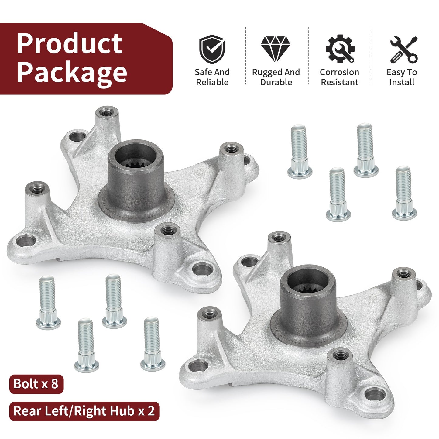 Set of 2 Rear Wheel Hubs for Polaris Sportsman 300 (2008–2010)