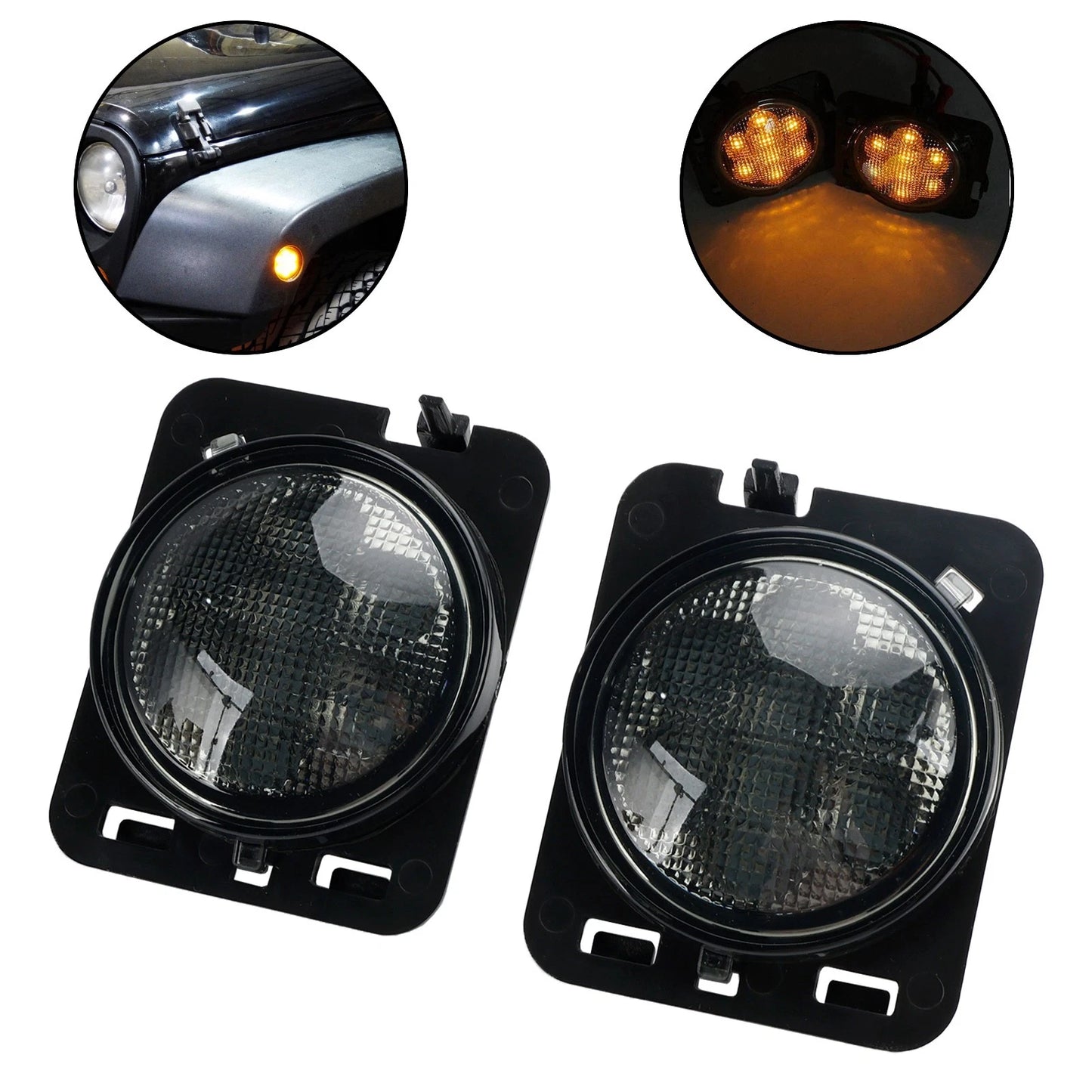 2X Front Fender Parking Side Marker LED for Wrangler JK (2007–2015) A1