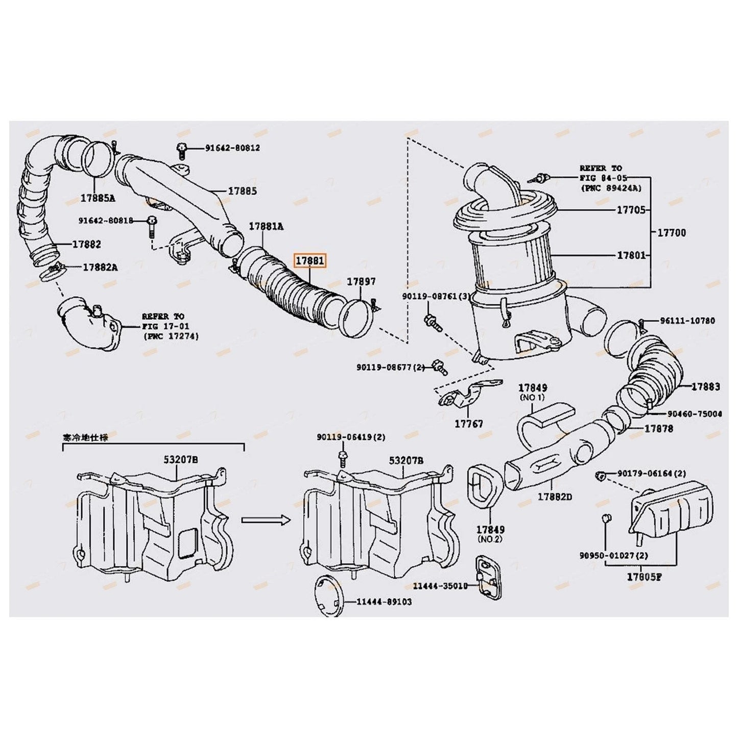 Rubber Intake Hose for Toyota Hilux 4Runner Surf (1996–2005)