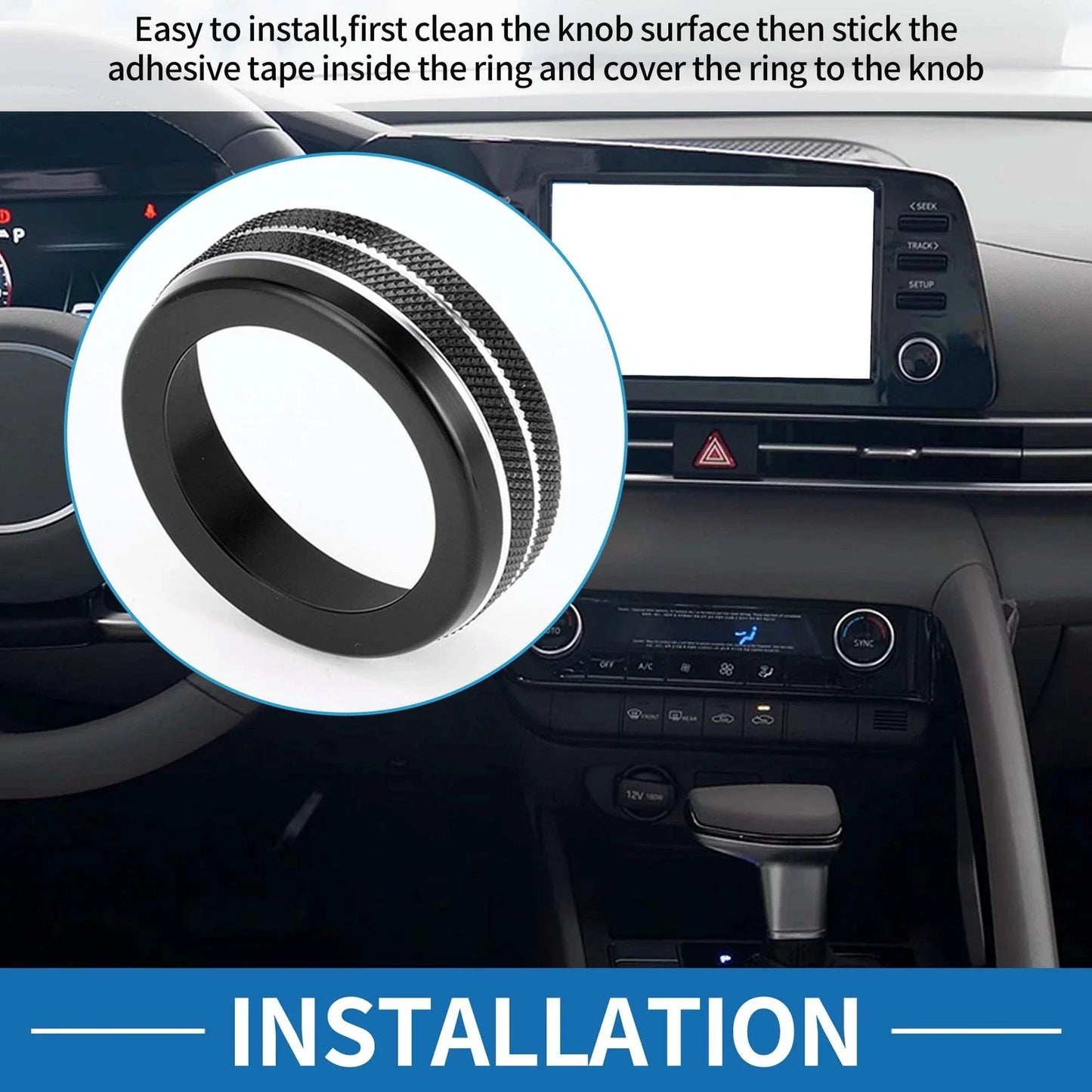 AC Climate Heater Switch Knob Cover Ring for Hyundai Elantra (2021-2024) 2 x Black