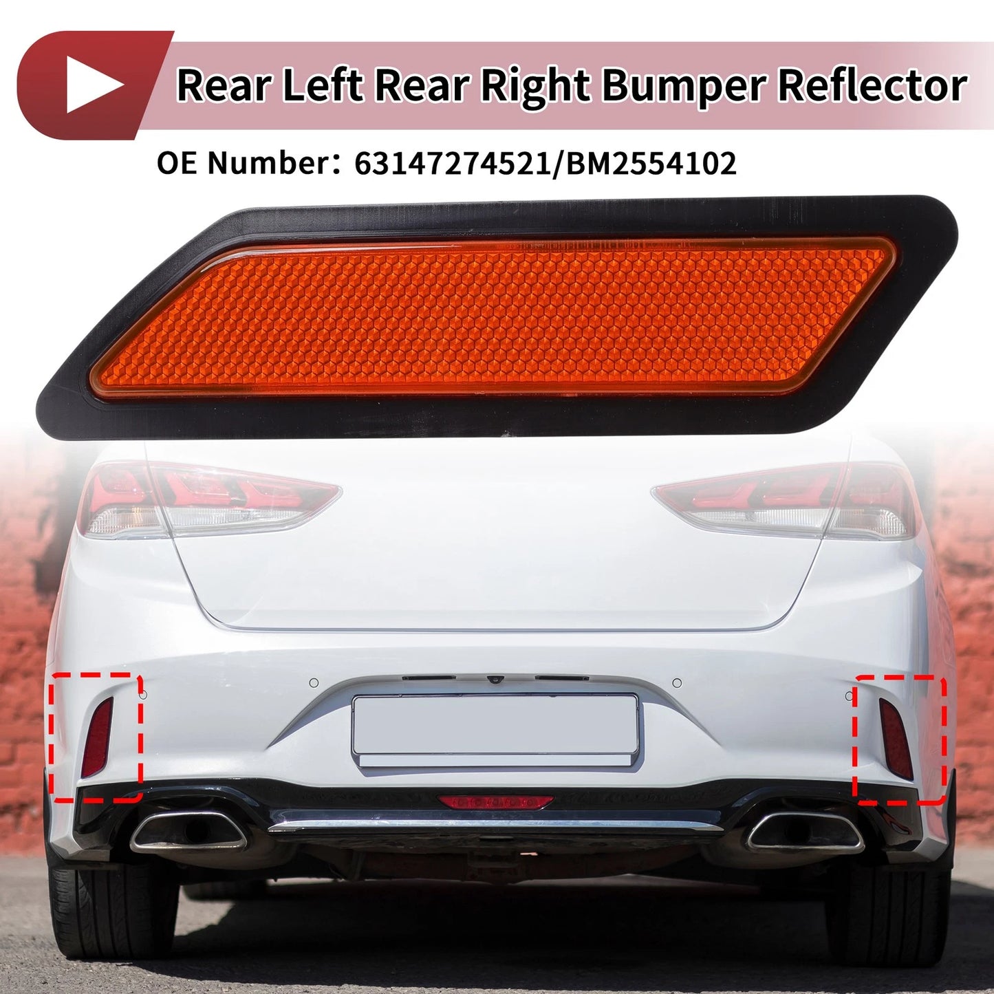 1 Pc Driver Side Bumper Reflector No. 63147274521 for BMW 320i (2013–2015)