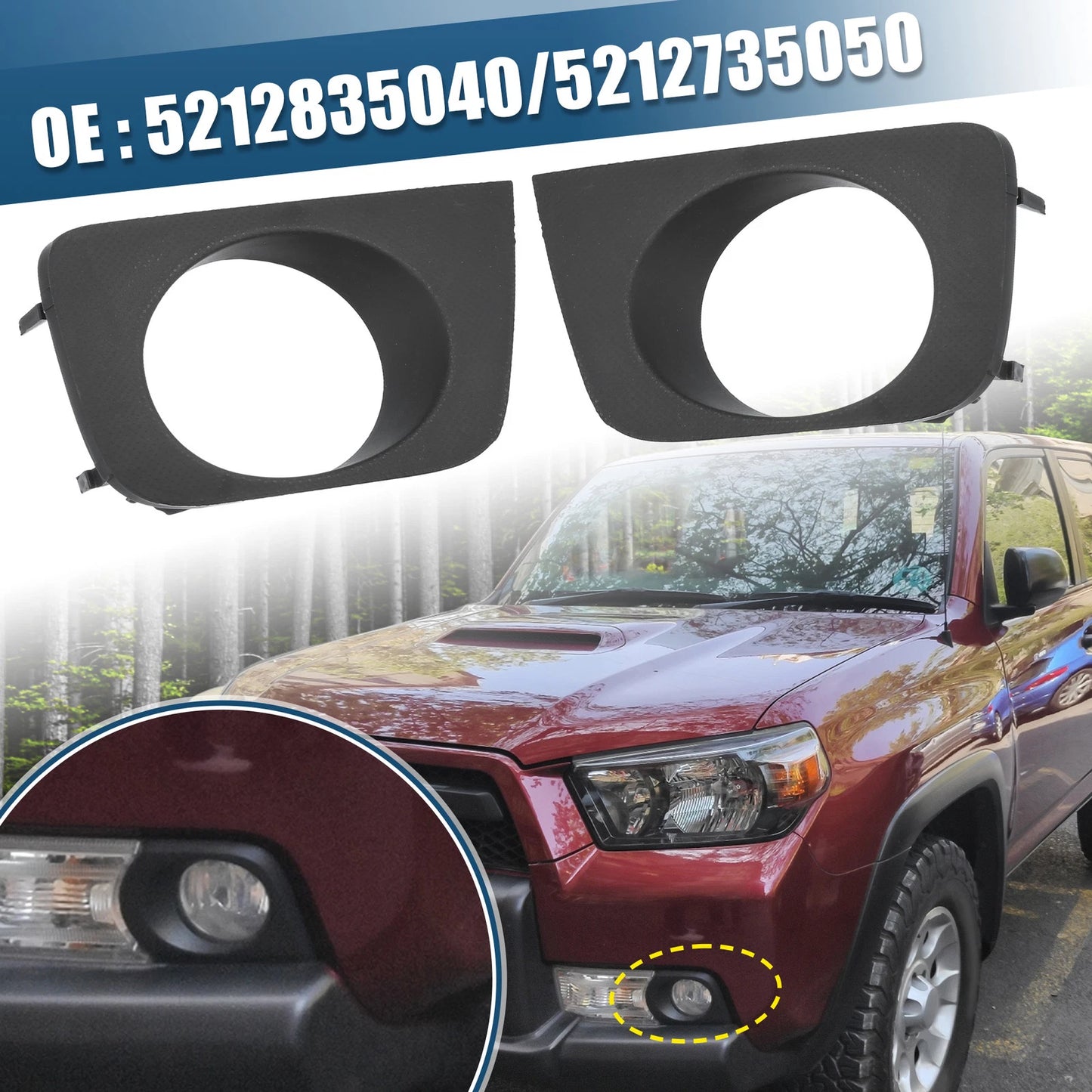 1 Pair Fog Light Grille Cover Trim for Toyota (No. 5212835040)