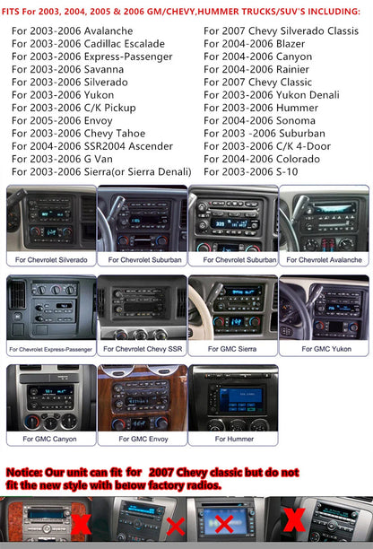 7'' Car Stereo Radio w/ Carplay for GMC Chevrolet Cadillac Hummer (2003-2006)