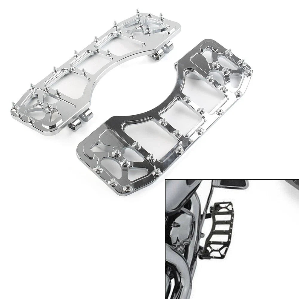 CNC Front Floorboards for Harley Touring Dyna FLD (2014-2023) - Chrome Pair