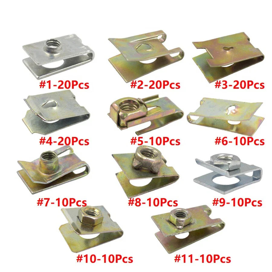 150 x Metal U-Type Clips for Car Auto Body Panel Fender Bumper Fasteners