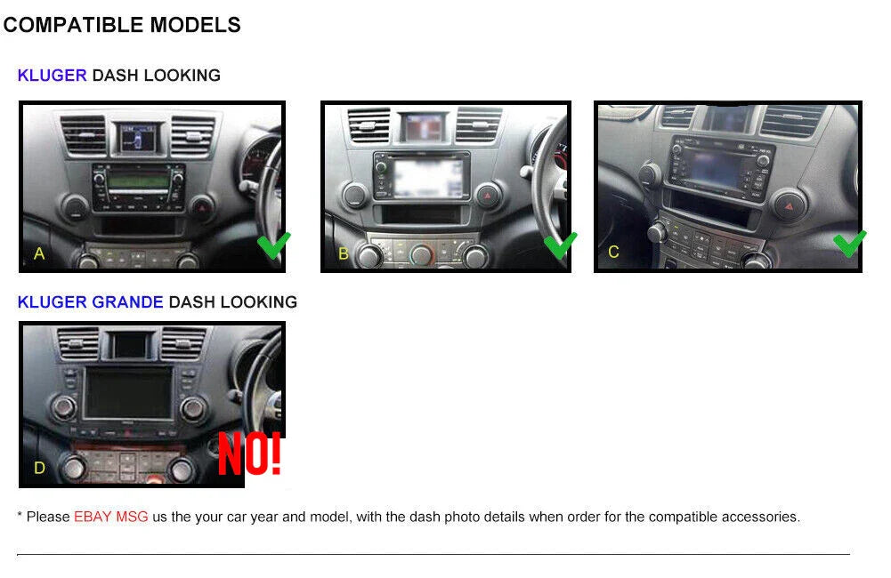 7" Wireless CarPlay Android Auto Head Unit for Toyota Kluger (2007-2013)
