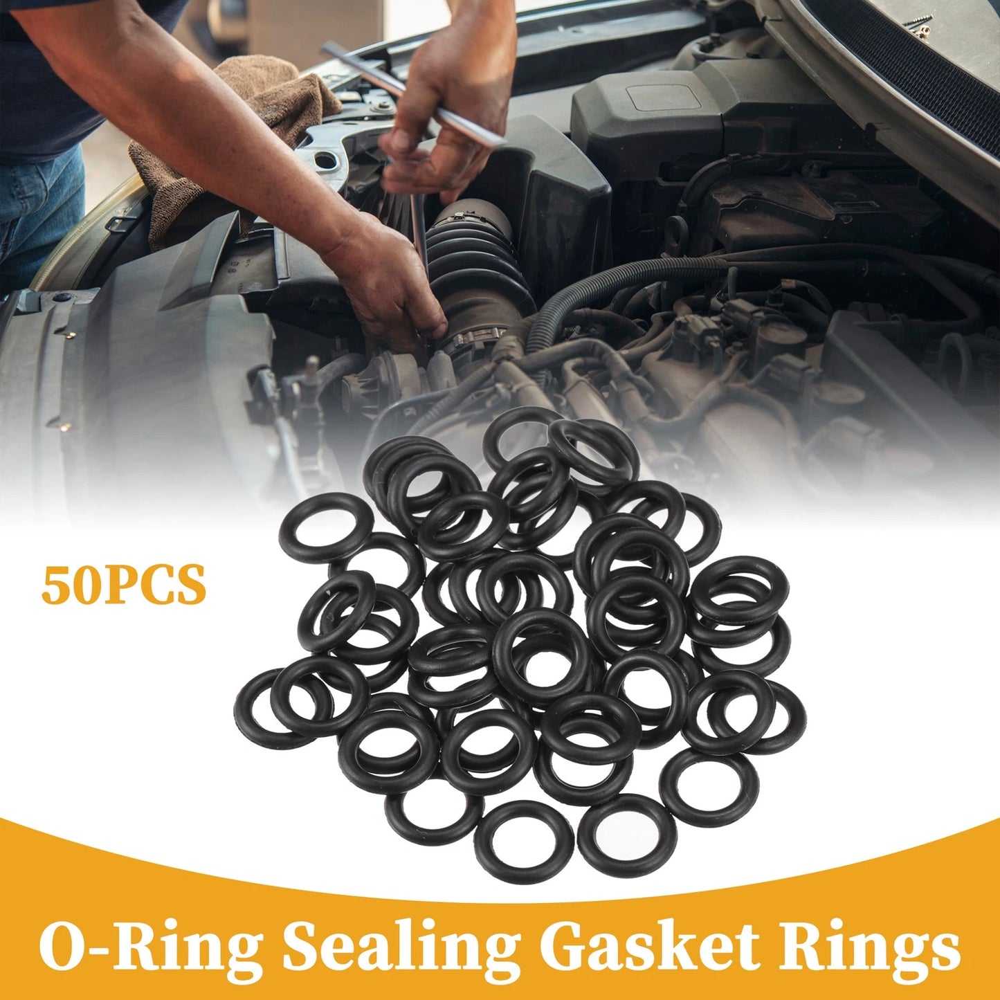 50pcs NBR Rubber O Ring Seal Gasket for Cars Trucks 5mm ID x 1.5mm CS