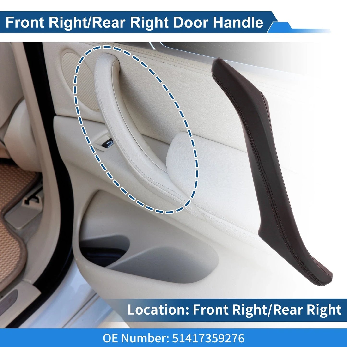 Inner Door Panel Handle for BMW F10 F11 F18 Deep Brown (2010 - 2017)