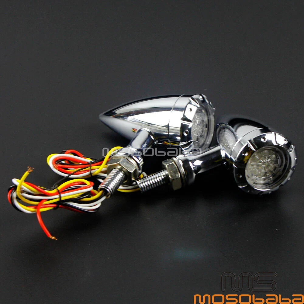 Chrome Bullet LED Brake Running Turn Signal Lights for Harley Dyna (2006-2023)