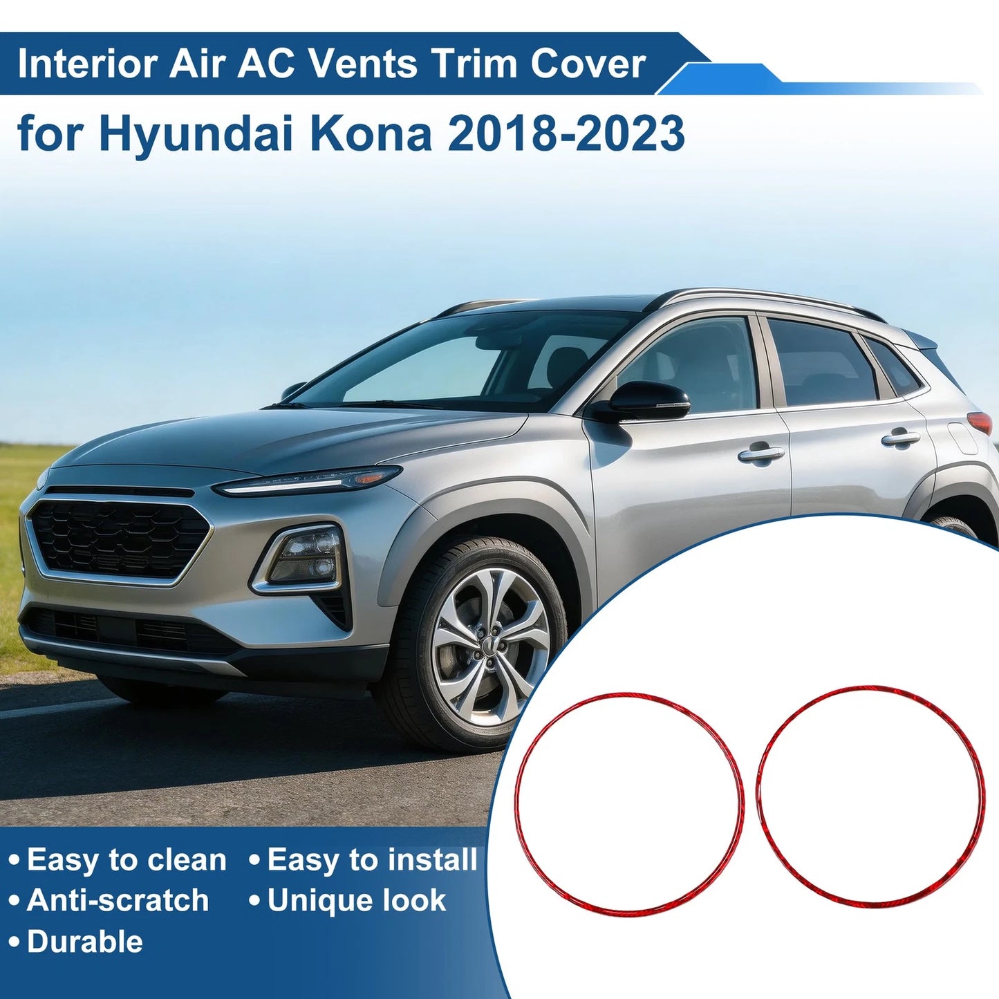 Air Condition Outlet Vent Trim Cover Frame for Hyundai Kona (2018–2023)
