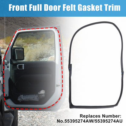 Pair Front Door Felt Gasket Trim Seal for Jeep Wrangler (2007–2018) No. 55395274AW