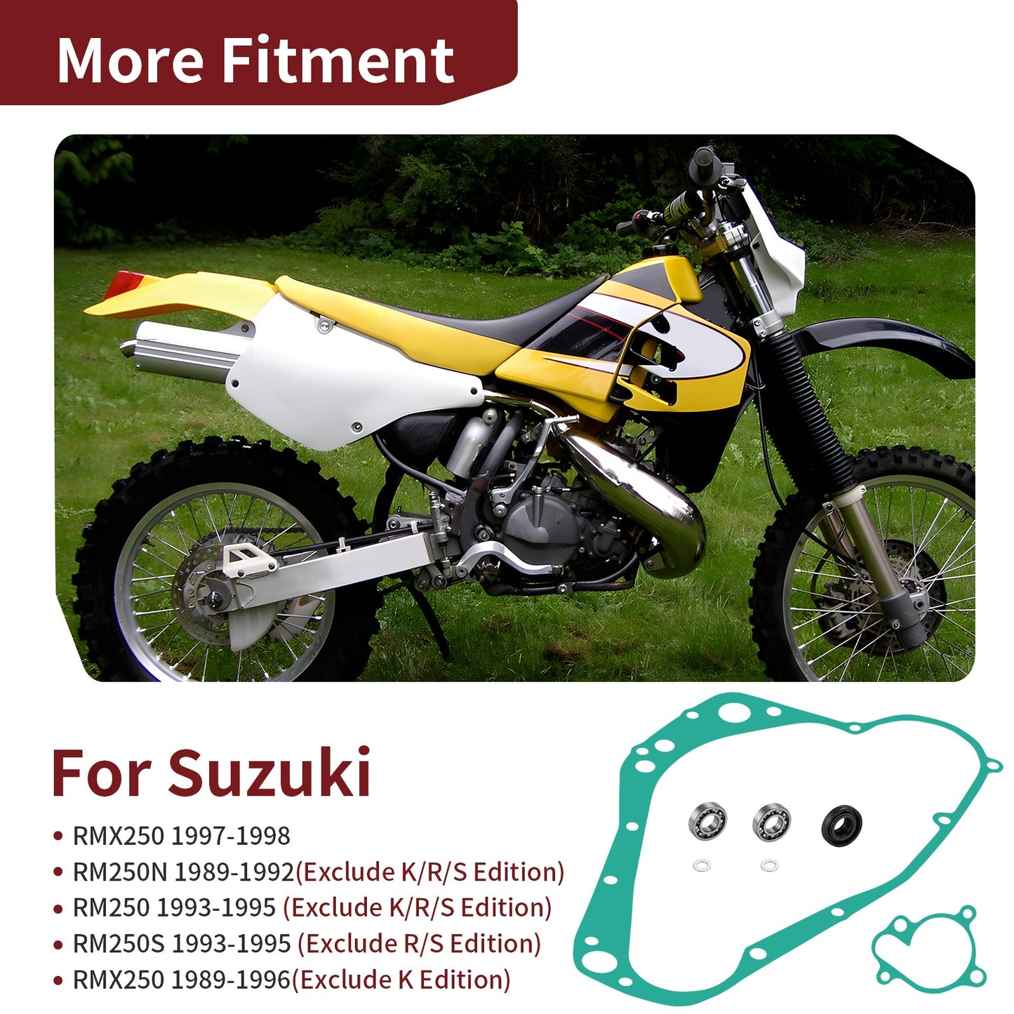 Water Pump Rebuild Clutch Cover Gasket Kit for Suzuki RM250 (1989–1995)