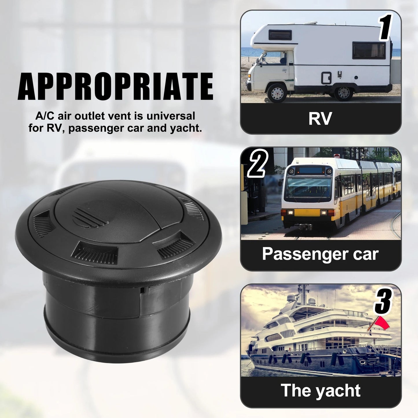 Set of 4 72mm Round AC Air Outlet Vent Louvers for RV Boat Yacht