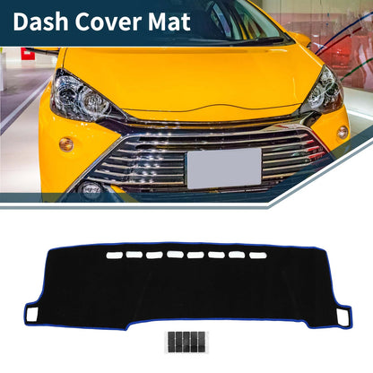 Dashboard Cover Mat for Toyota Aqua (2011–2021) Black Blue 1 Set