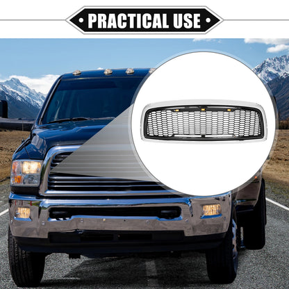 Front Grille Assembly with LED Lights for Dodge (Chrome, Silver Tone, Gloss Black)