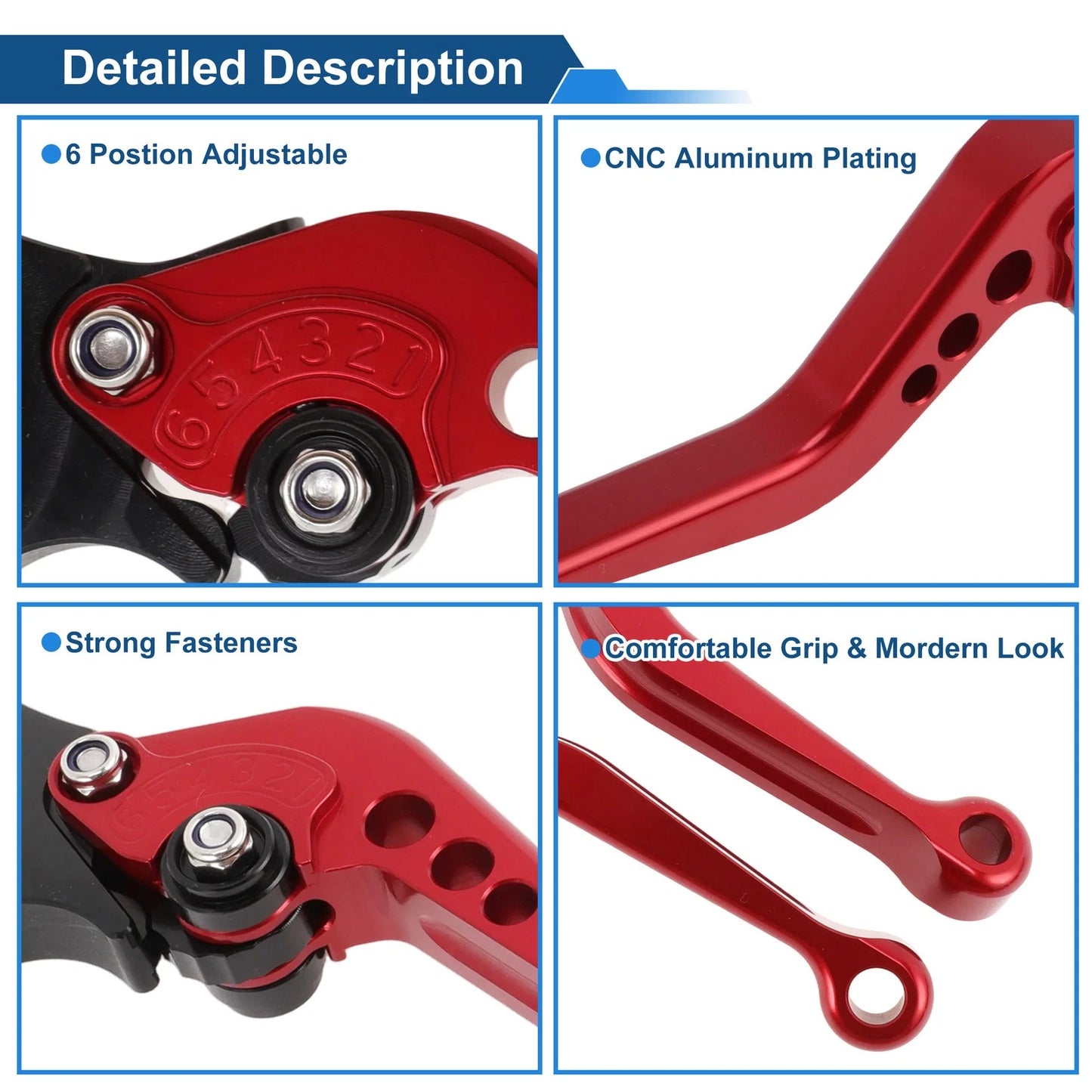 Adjustable Short Brake Clutch Levers for BMW R Nine T (2014–2016) Red 1 Pair