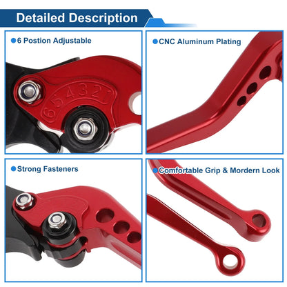 Adjustable Short Brake Clutch Levers for BMW R Nine T (2014–2016) Red 1 Pair