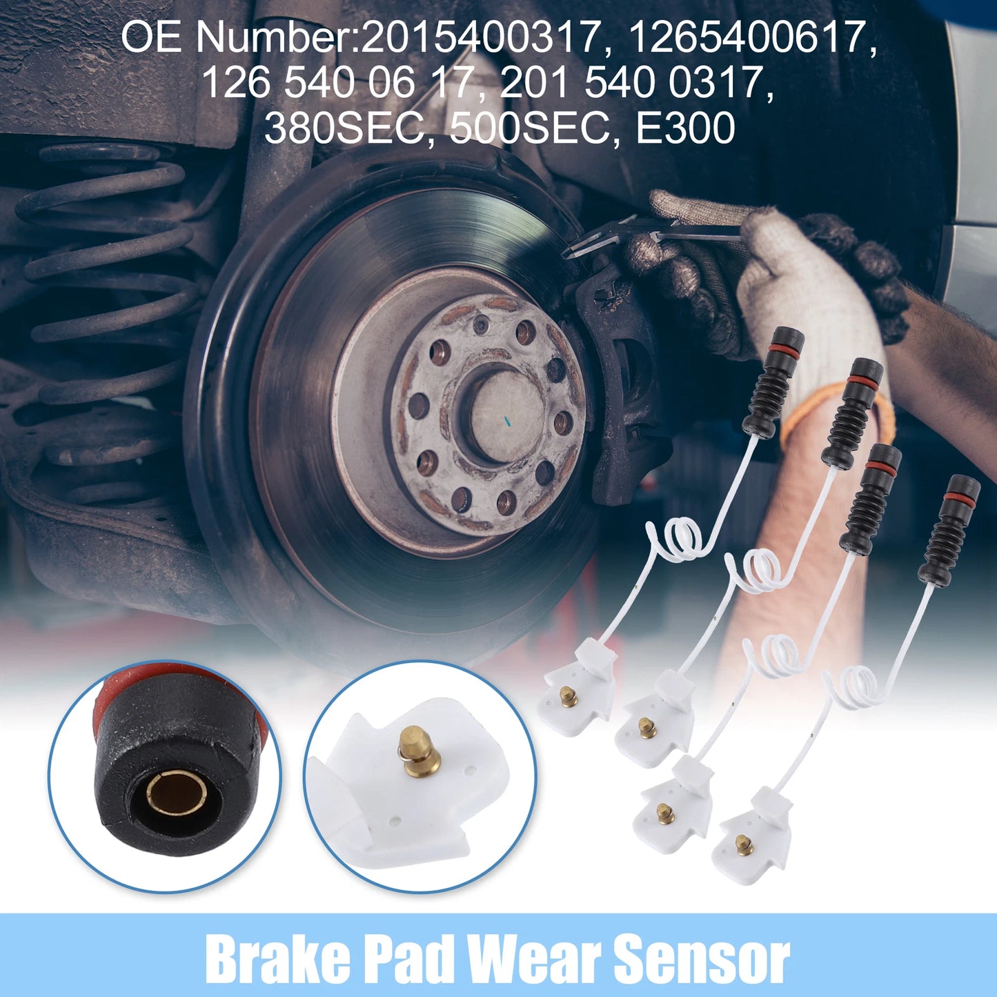 Set of 4 Brake Pad Wear Indicator Sensors for Mercedes-Benz E300