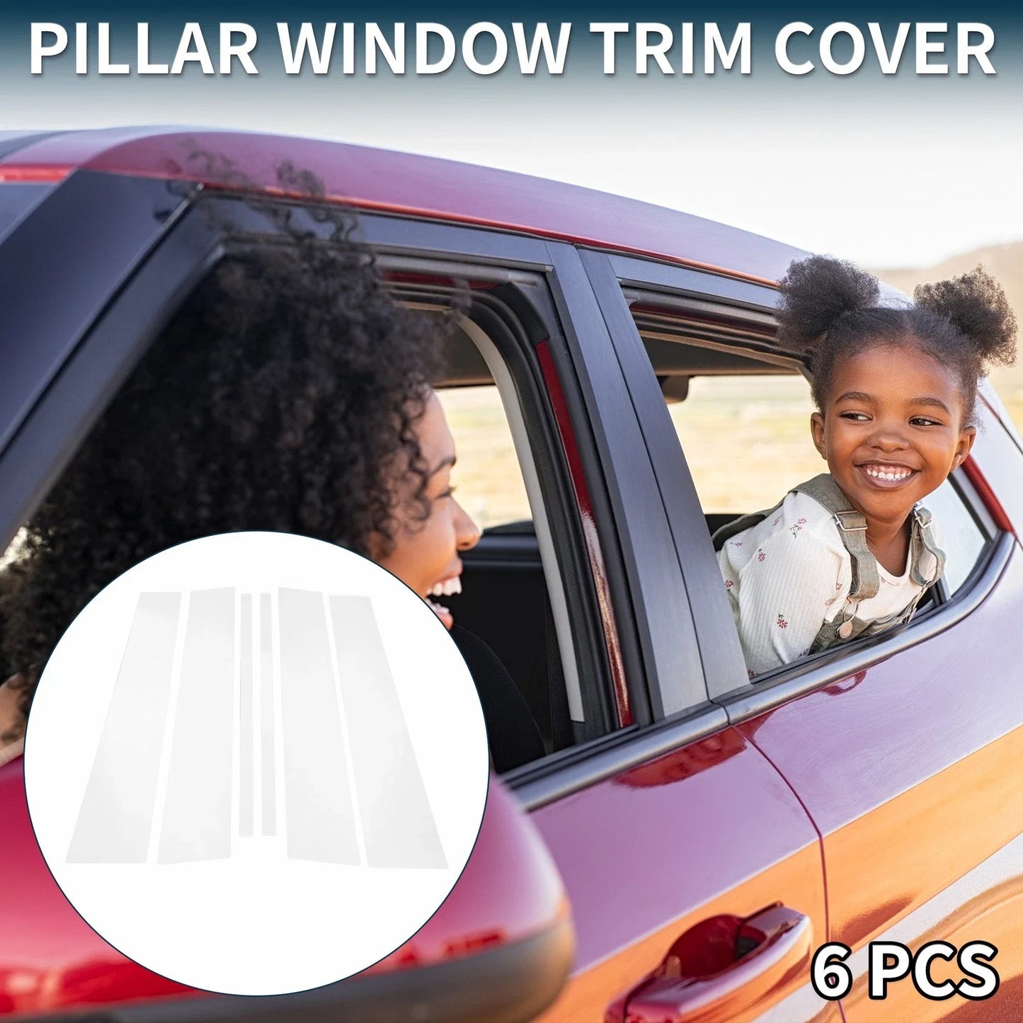 6 Pcs Door Pillar Window Trim for Honda Ridgeline (2009-2015) Chrome Silver
