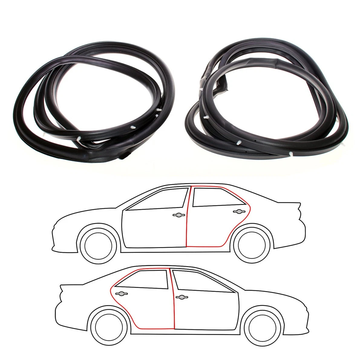 Set of 2 Rear Door Weatherstrips for Mitsubishi Mirage Lancer Colt (1992–2002)