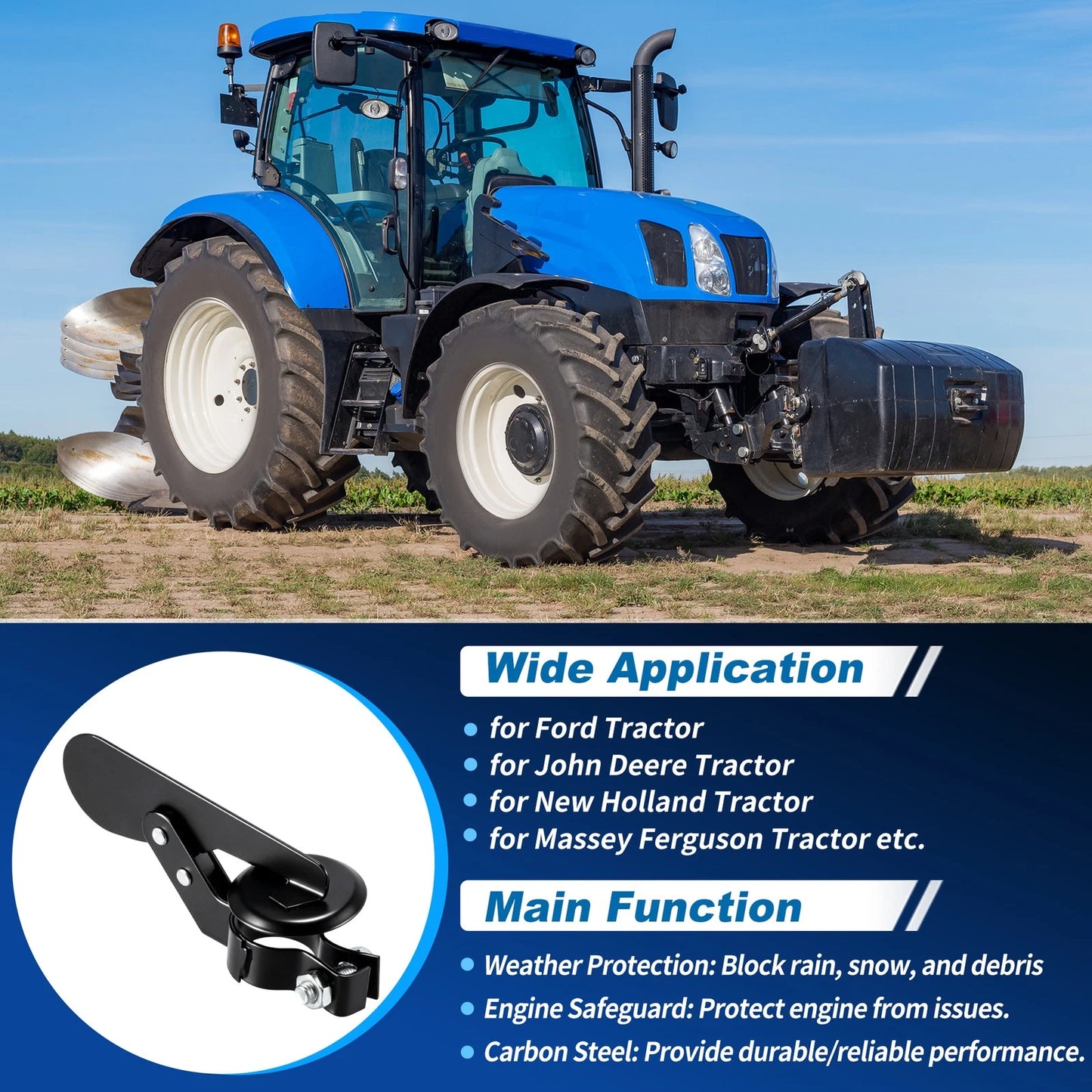 1.5" Exhaust Rain Cap for Ford, New Holland, John Deere Tractor