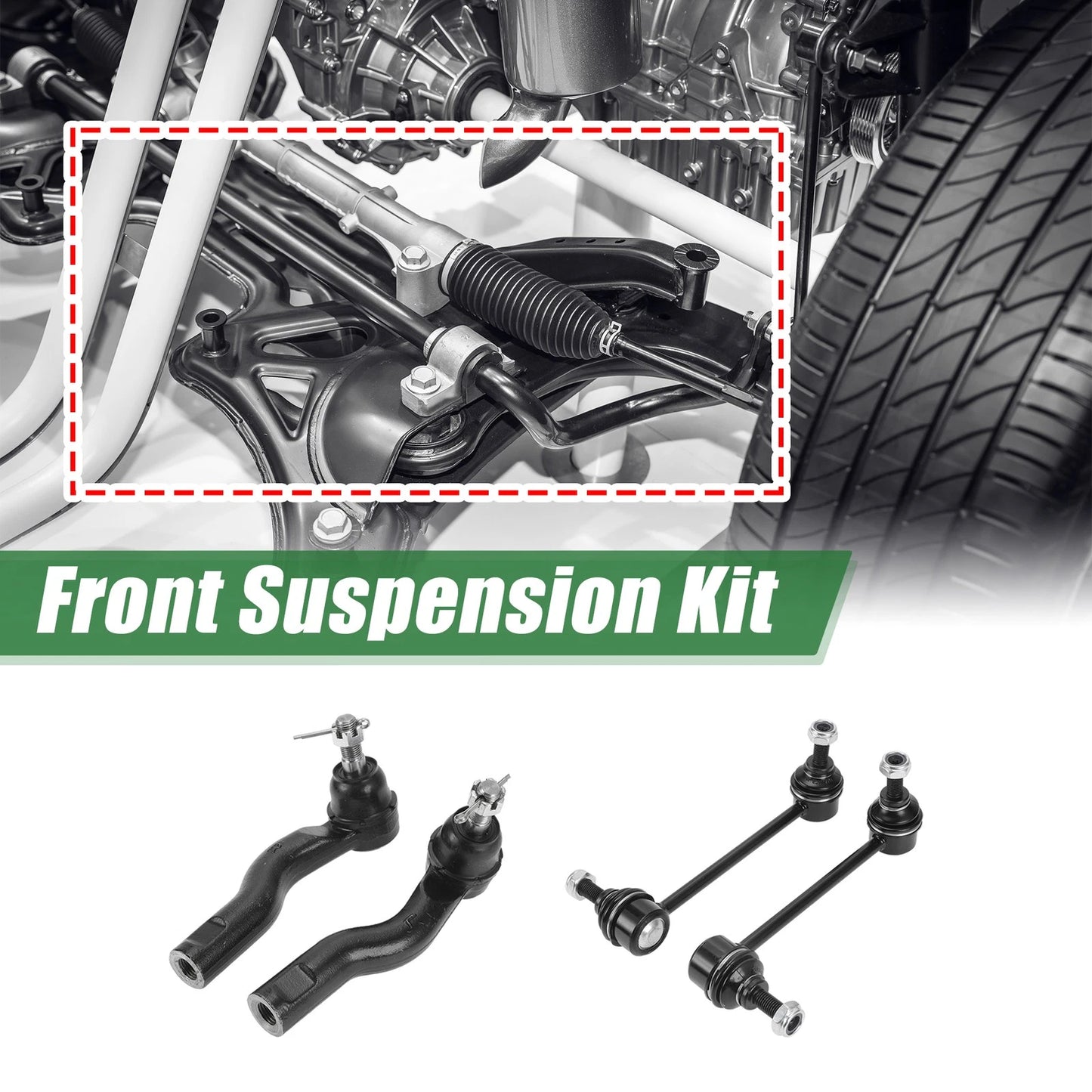 Set of 4 Front Suspension Kit Outer Tie Rod End Sway Bar Link for Lincoln Zephyr (2006–2006)