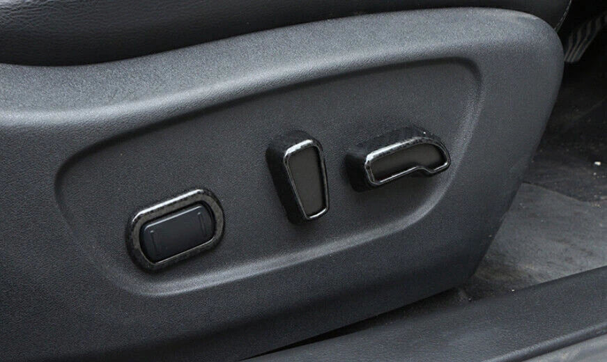 Carbon Fiber Power Seat Button Cover 3x for Nissan X-Trail Rogue (2014–2020)