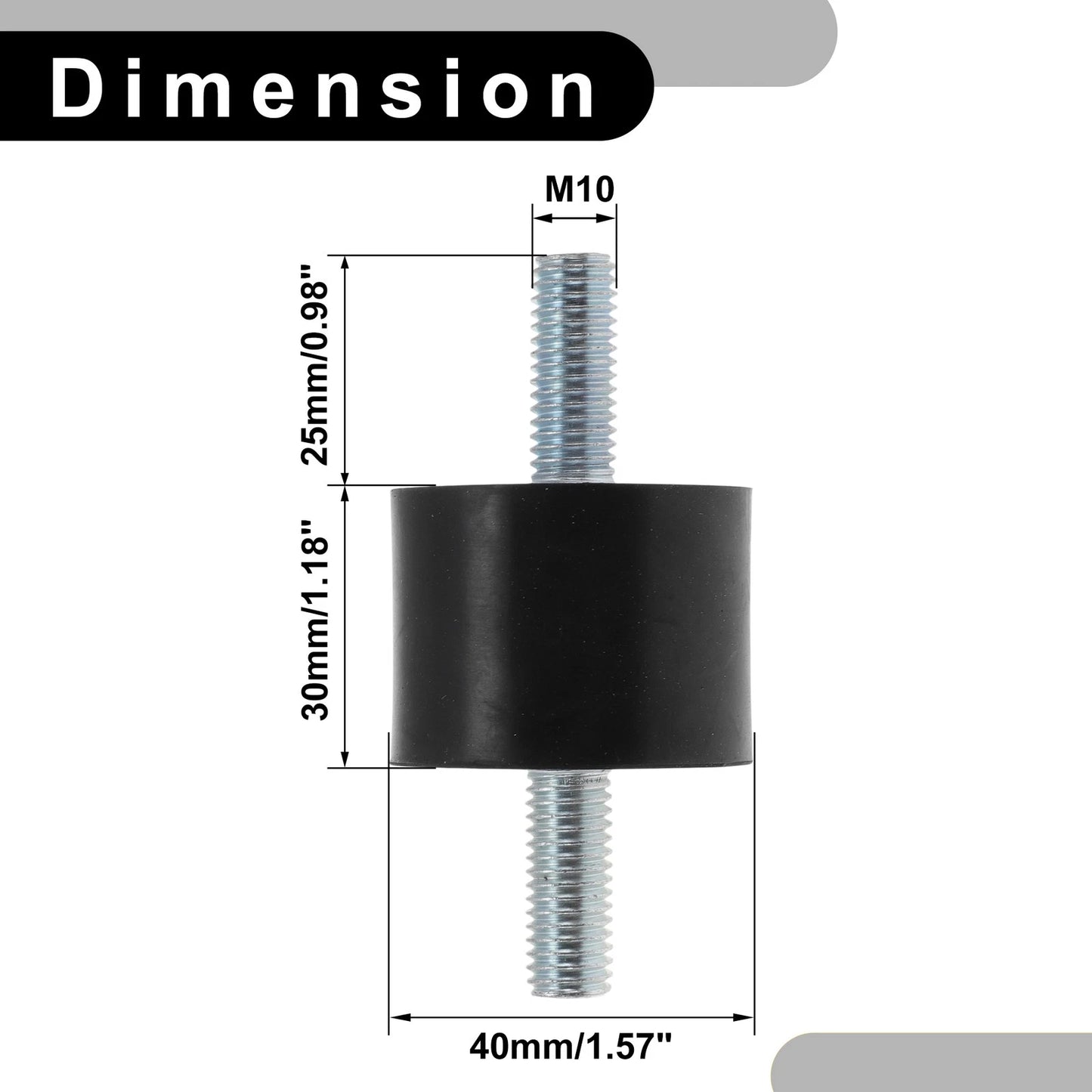 Set of 4 M10 Rubber Metal Vibration Isolator Mounts for Shock Absorber